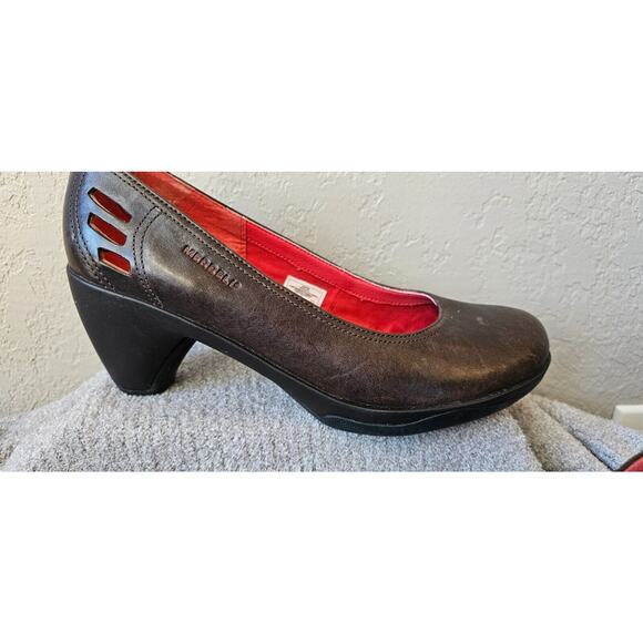Merrell Women's Leather Pump Heels Shoes J56124 Coffee Brown Sz 9.5 Cutout Round - Picture 6 of 9